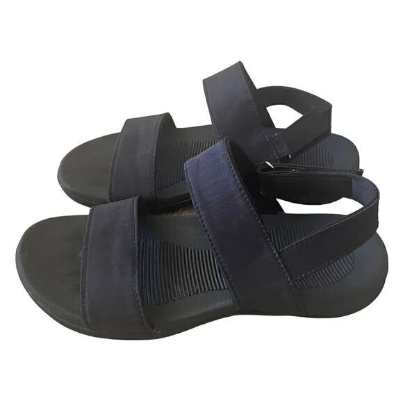 Megnya Adjustable Straps Black Comfortable Casual Beach Sporty Womens Sandals 6 - Picture 1 of 10